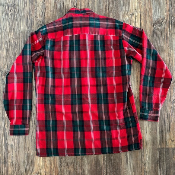 Vtg Van Heusen 417 Plaid Flannel Shirt Mens Lg Tall L/S Red Rockabilly Hipster - Picture 2 of 13